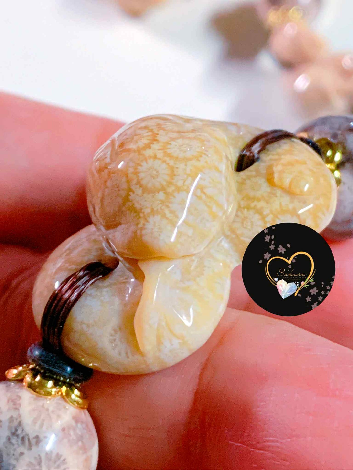 Fossil CORAL🪸 SNAKE Carving Charms Bracelet