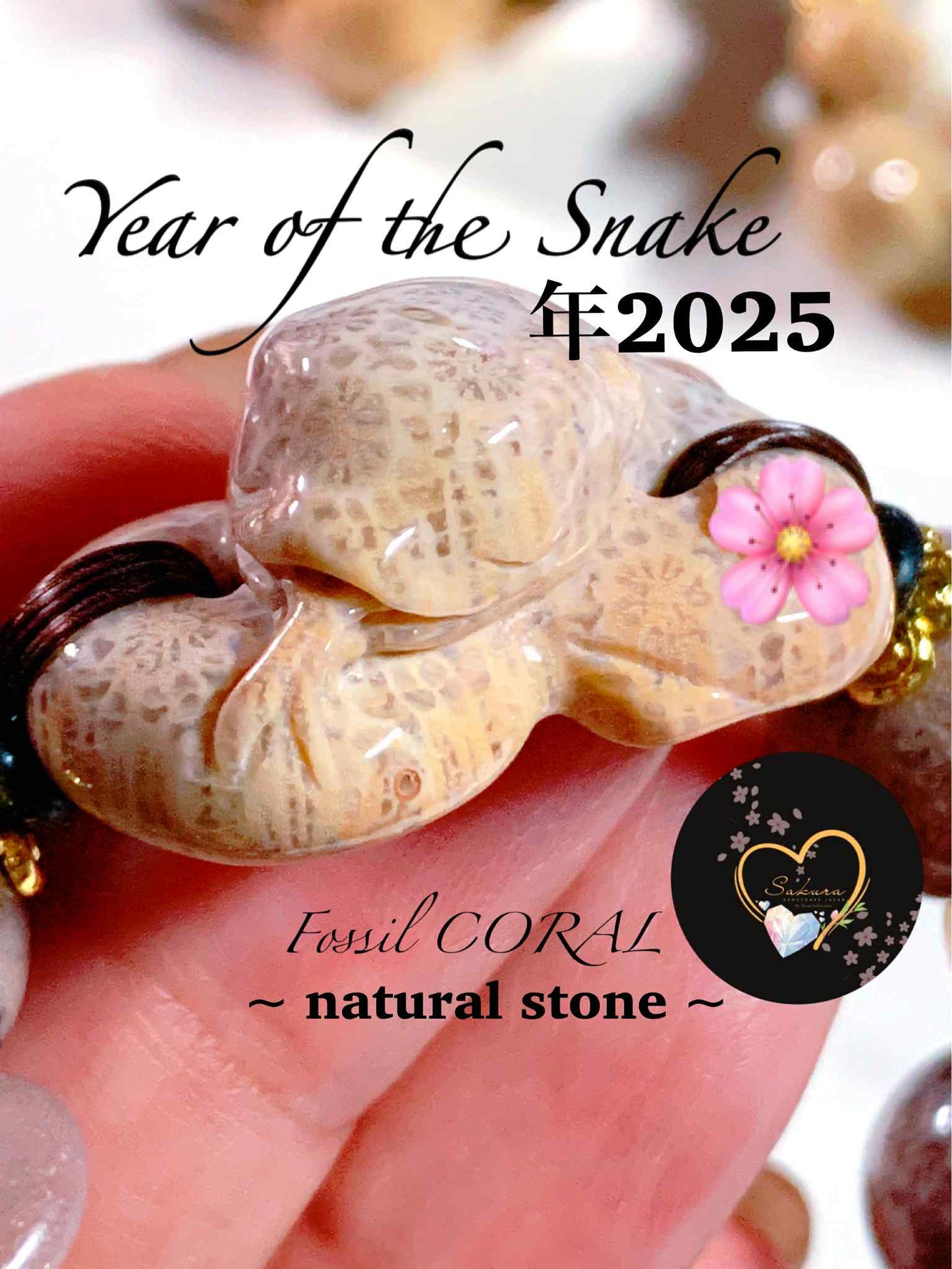 Fossil CORAL🪸 SNAKE Carving Charms Bracelet ( desabure by: iMSAKURA )