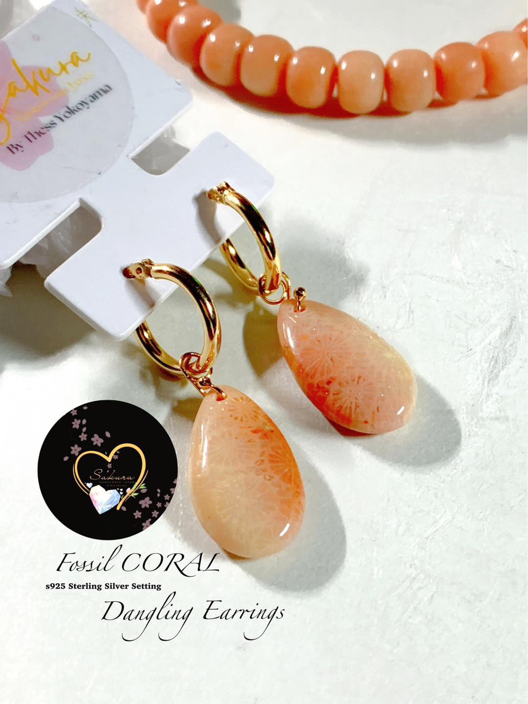 Fossil CORAL🪸 s925 Sterling Silver Siver Earrings