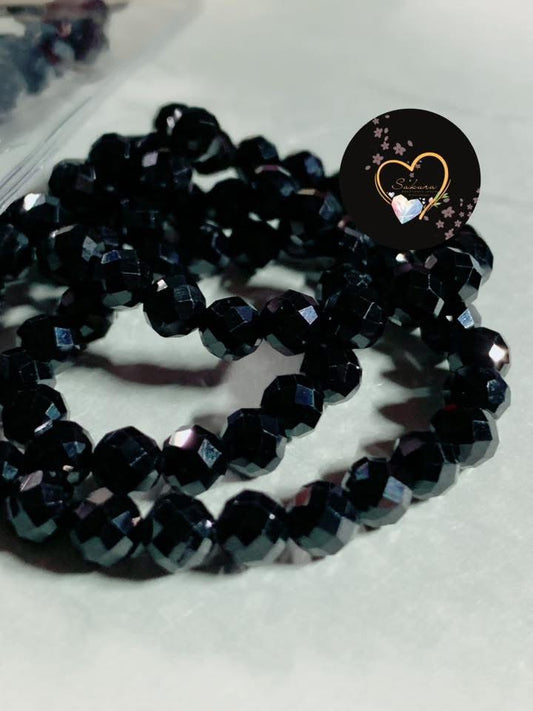BLACK Spinel ~ faceted cut necklace ~