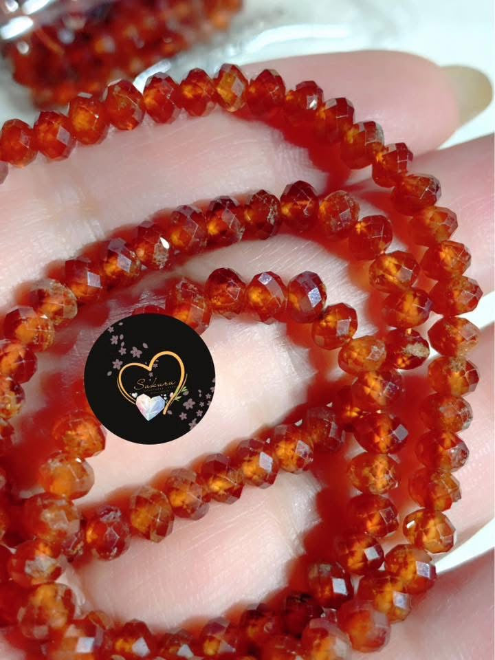 Orange GARNET (Rondel faceted cut) s925 Silver Setting