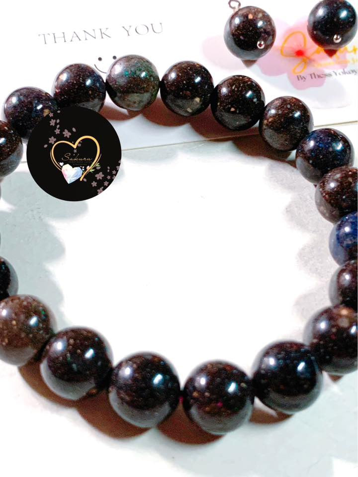 MATRIX Black OPAL Bracelet x Earrings SET ( s925 garnet stud earrings )