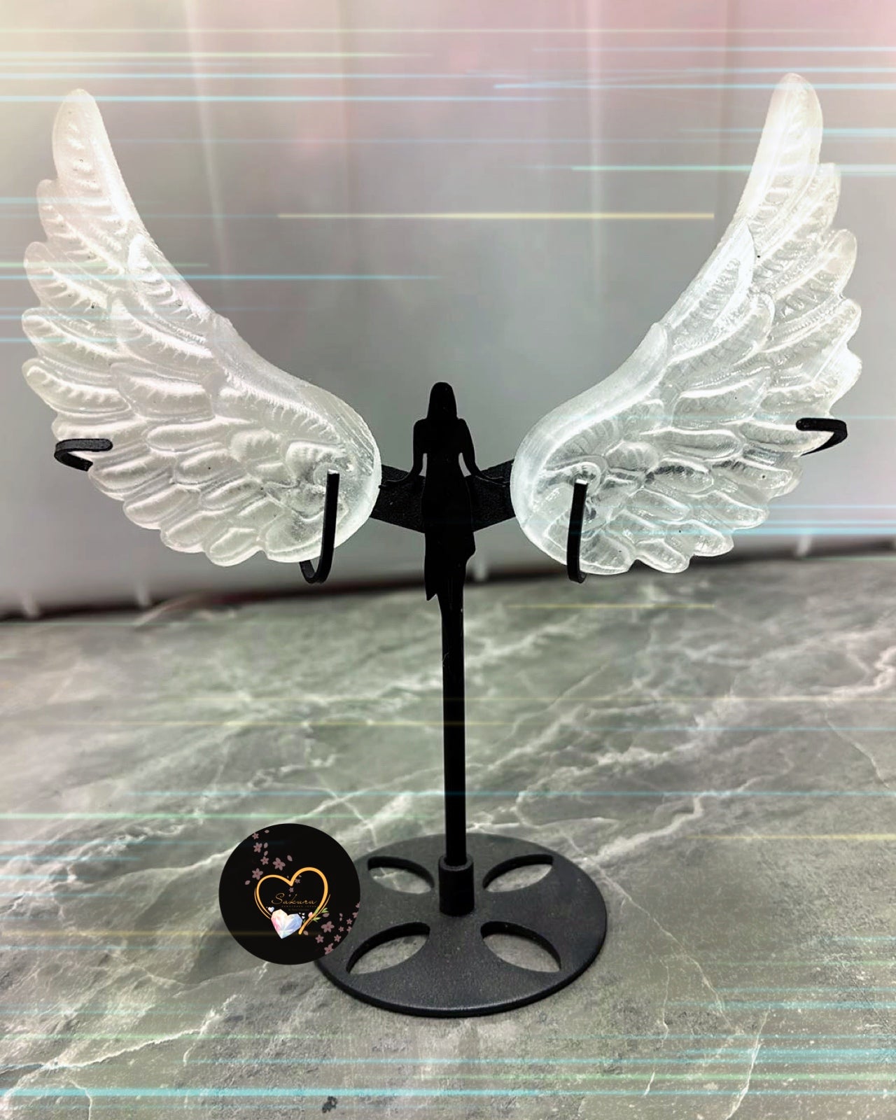 SELENITE Wings w/ lady stand