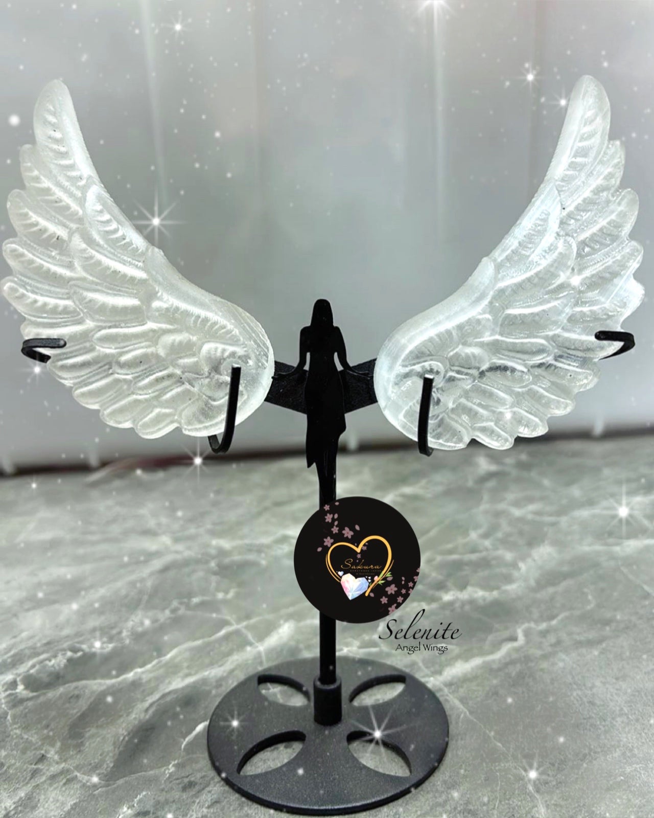 SELENITE Wings w/ lady stand