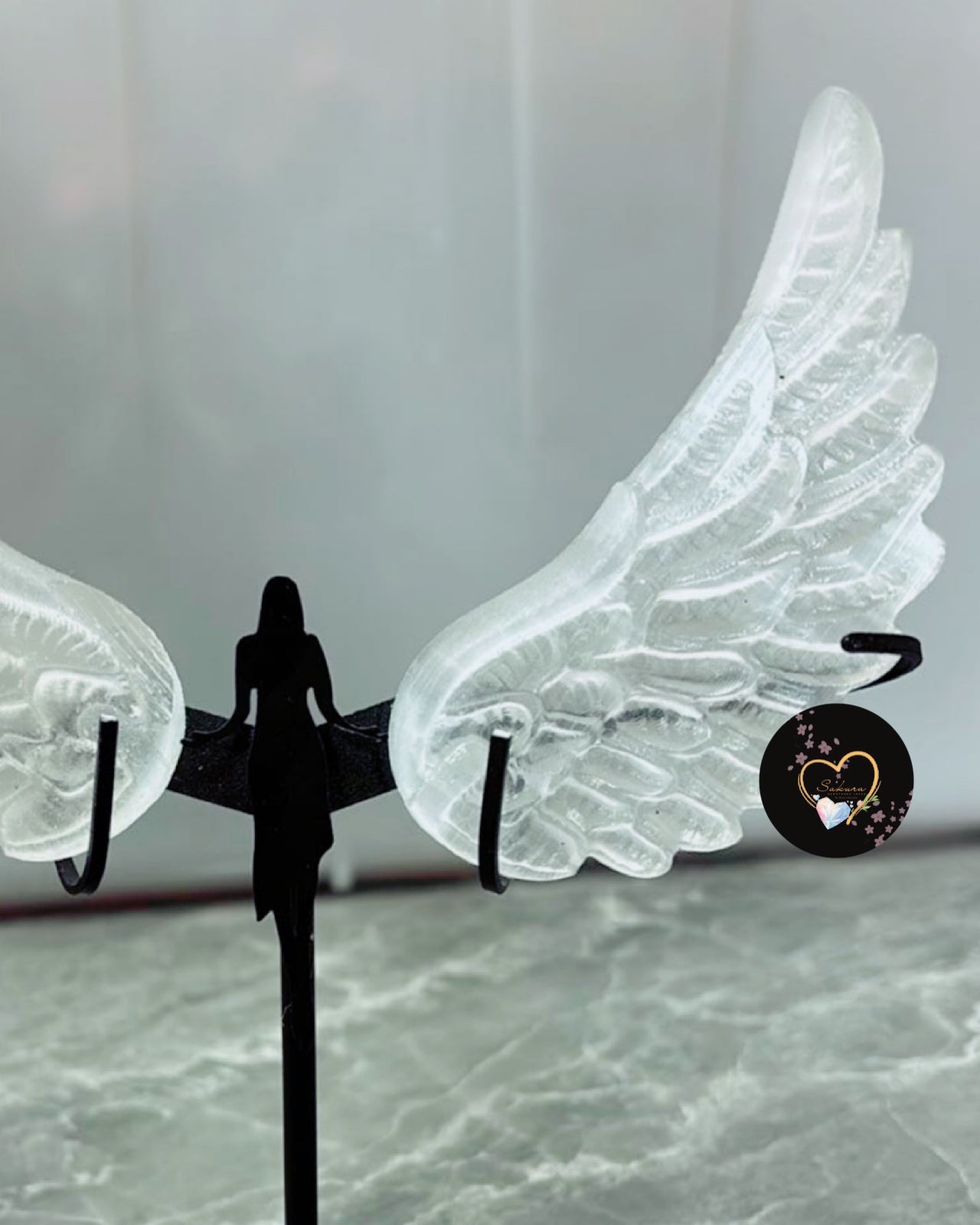 SELENITE Wings w/ lady stand