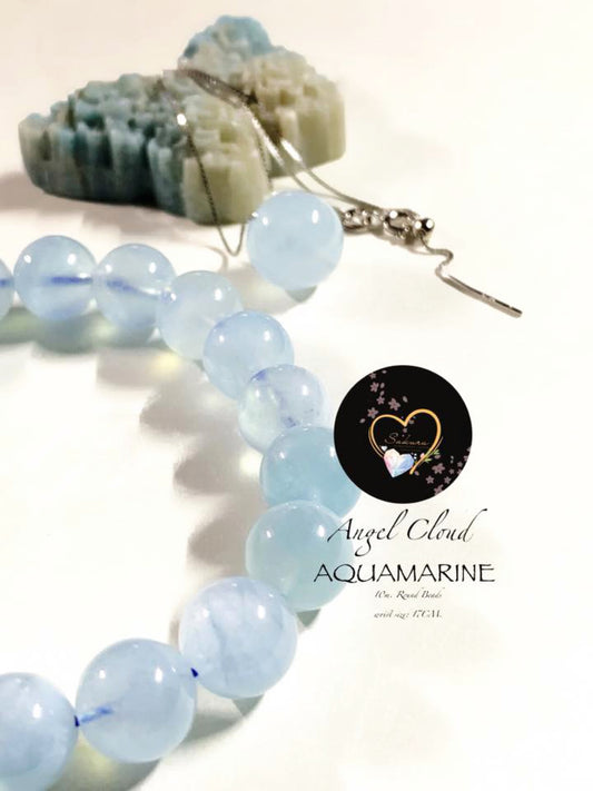 ANGEL 👼 ☁️ Cloud AQUAMARINE Bracelet s925 Silver Necklace Bead ( High Quality Aquamarine )