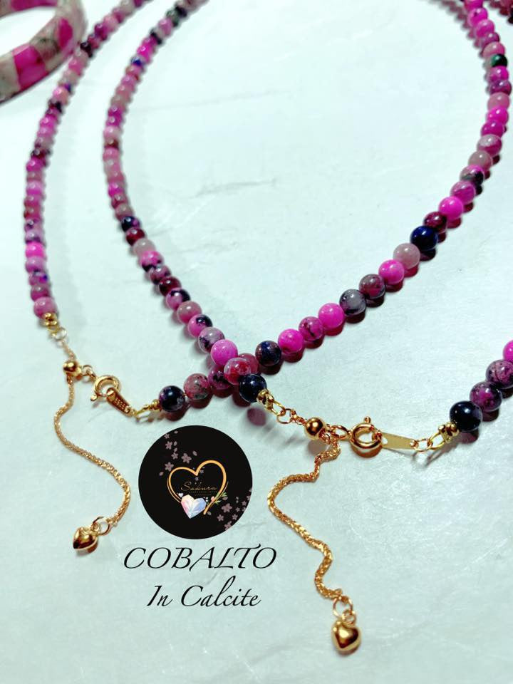 Natural COBALTO IN CALCITE s925 Necklace