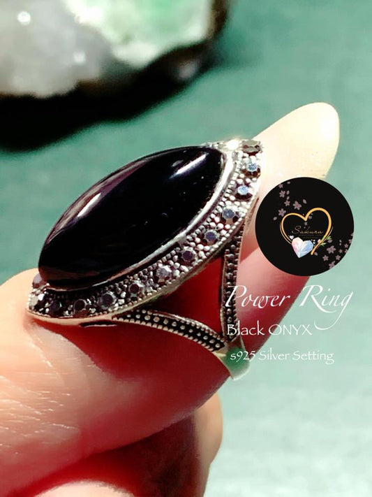 Black ONYX - Eye Ring s925 SILVER Setting