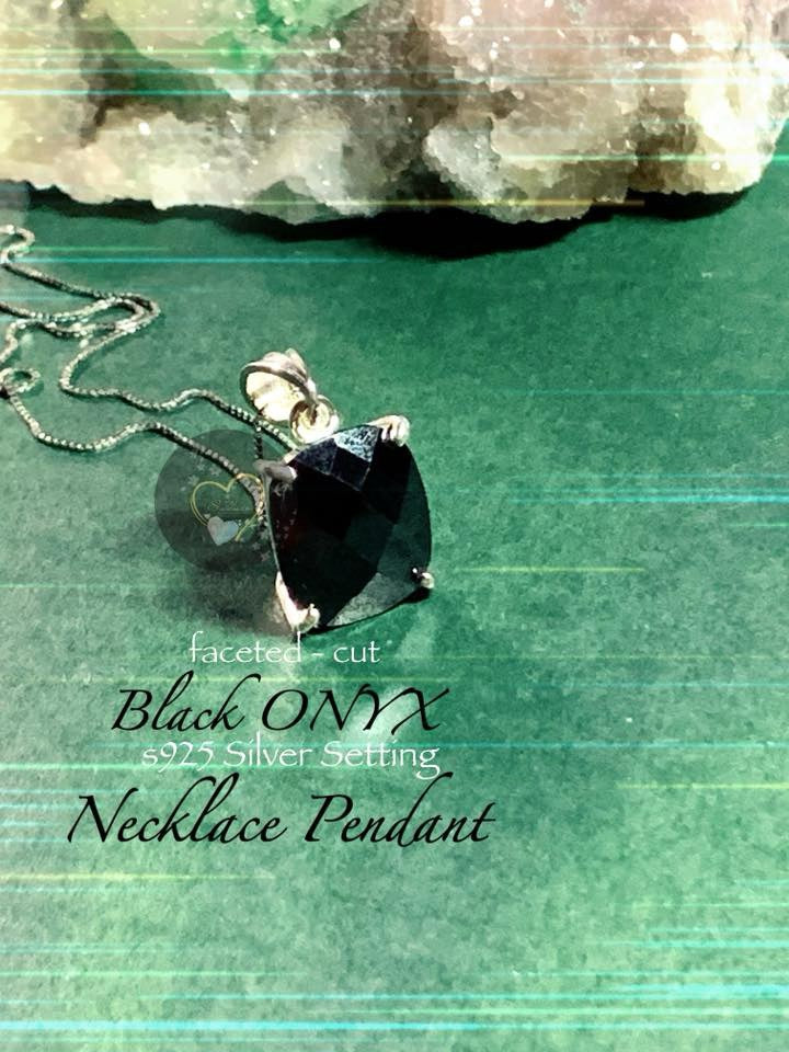 BLACK ONYX faceted s925 Necklace Pendant