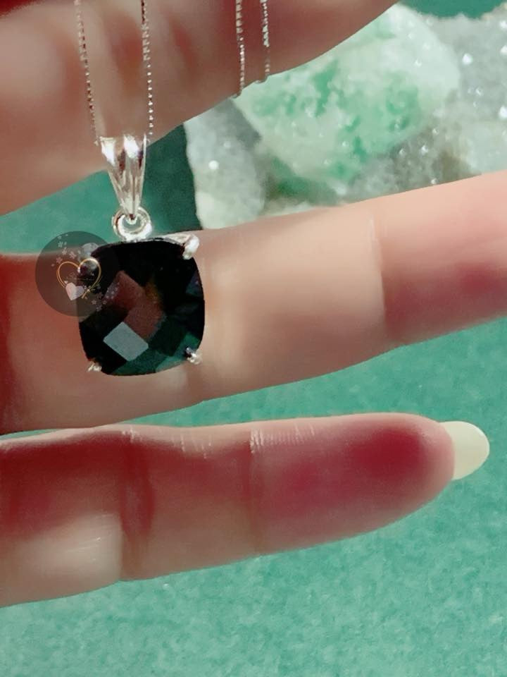 BLACK ONYX faceted s925 Necklace Pendant