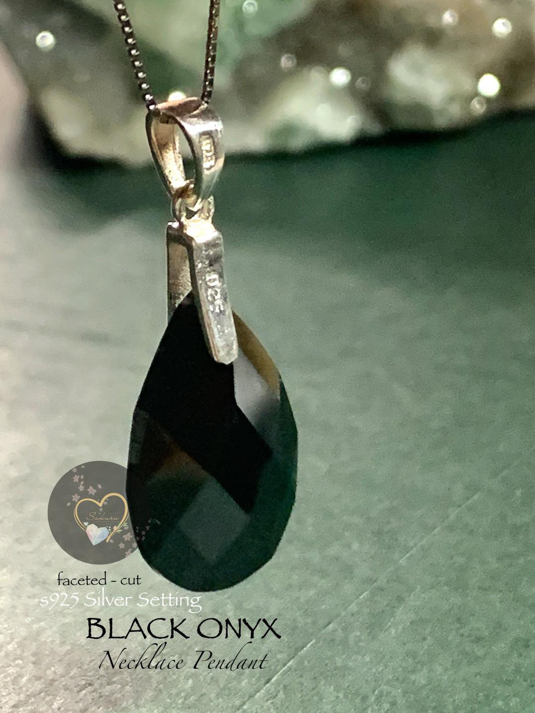 BLACK ONYX OVAL s925 Necklace Pendant