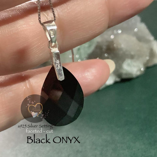 BLACK ONYX OVAL s925 Necklace Pendant