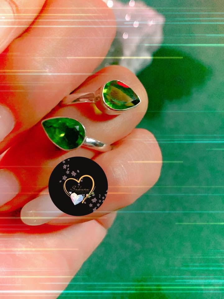 Natural PERIDOT dual stone Open-Ring