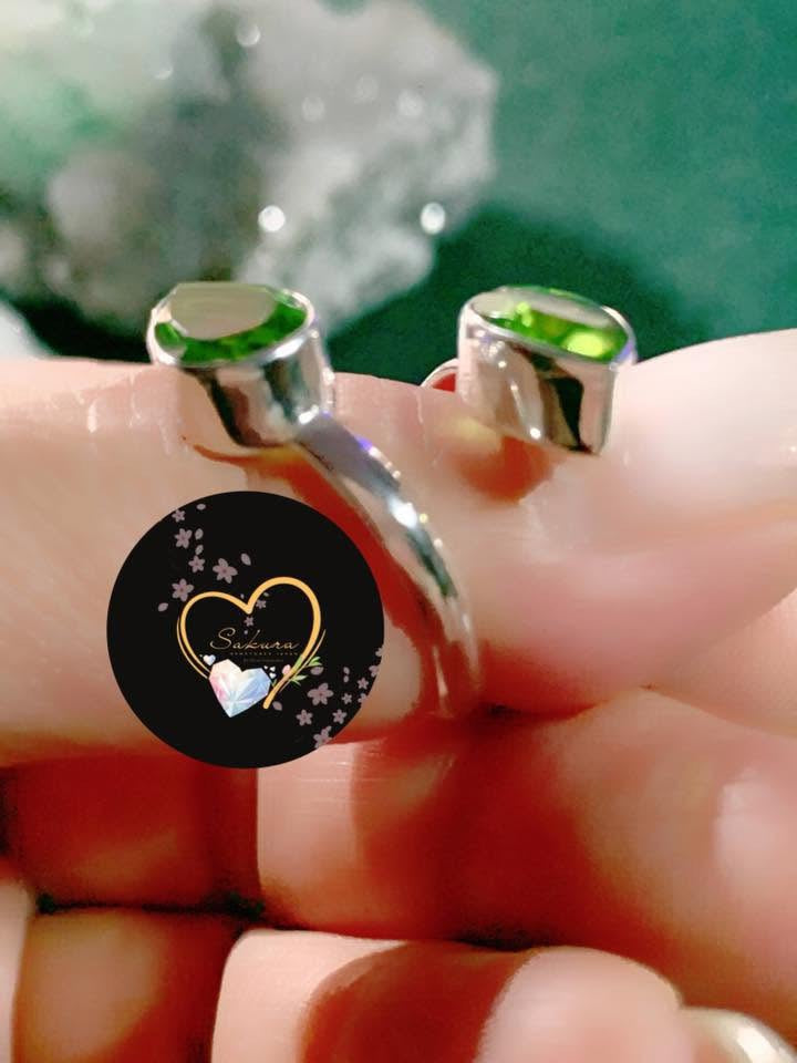 Natural PERIDOT dual stone Open-Ring