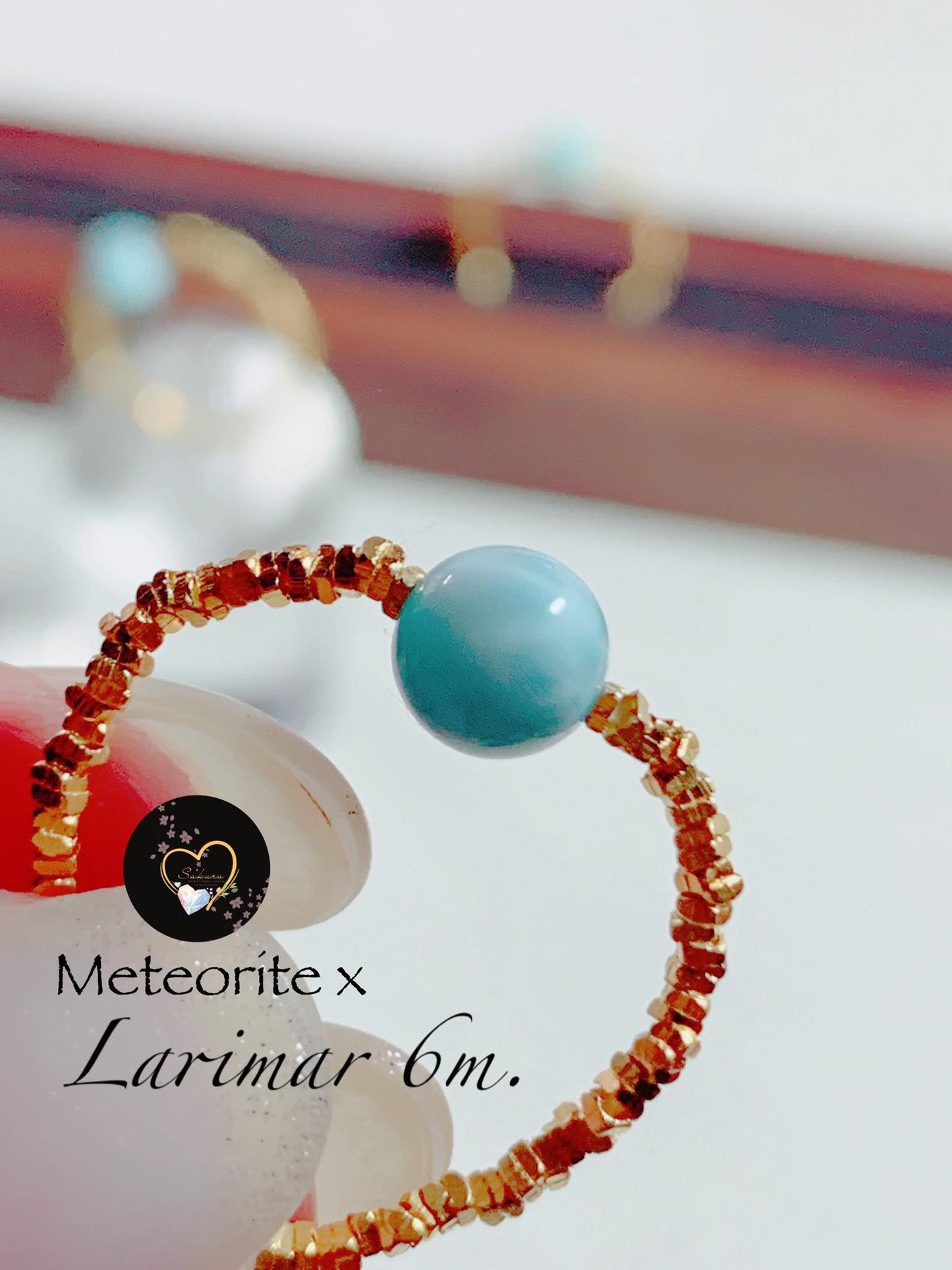 Natural Stone Natural LARIMAR x Meteorite Ring