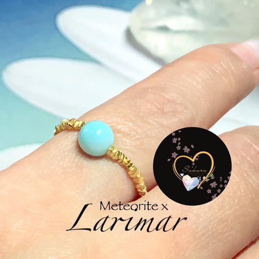 Natural Stone Natural LARIMAR x Meteorite Ring