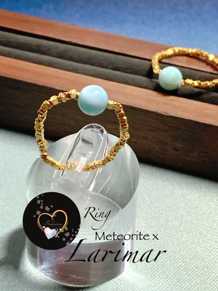 Natural Stone Natural LARIMAR x Meteorite Ring