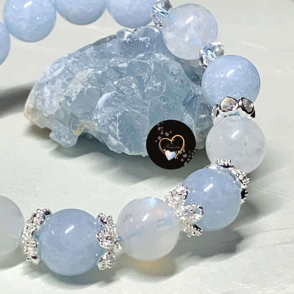 rare✨CELESTITE / Celestine x Moonstone (Desabure Bracelet) design by: iMSAKURA