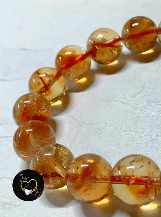Natural Stone “RAINBOW Citrine” Pyramid Phantom Bracelet