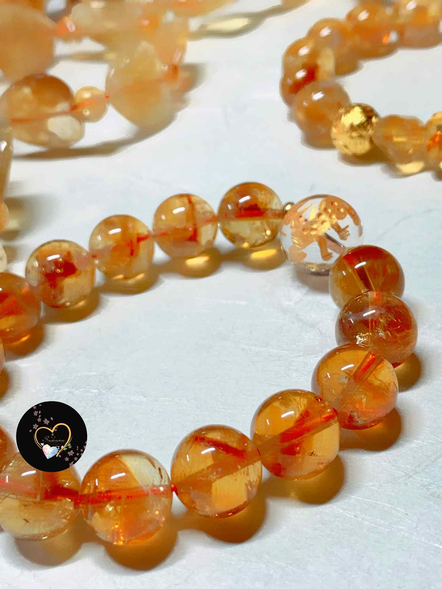 Natural Stone “RAINBOW Citrine” Pyramid Phantom Bracelet
