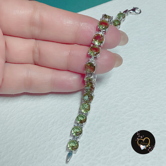 s925 Silver Natural Color~Changing Gemstone ZULTANITE Bracelet Round Cut