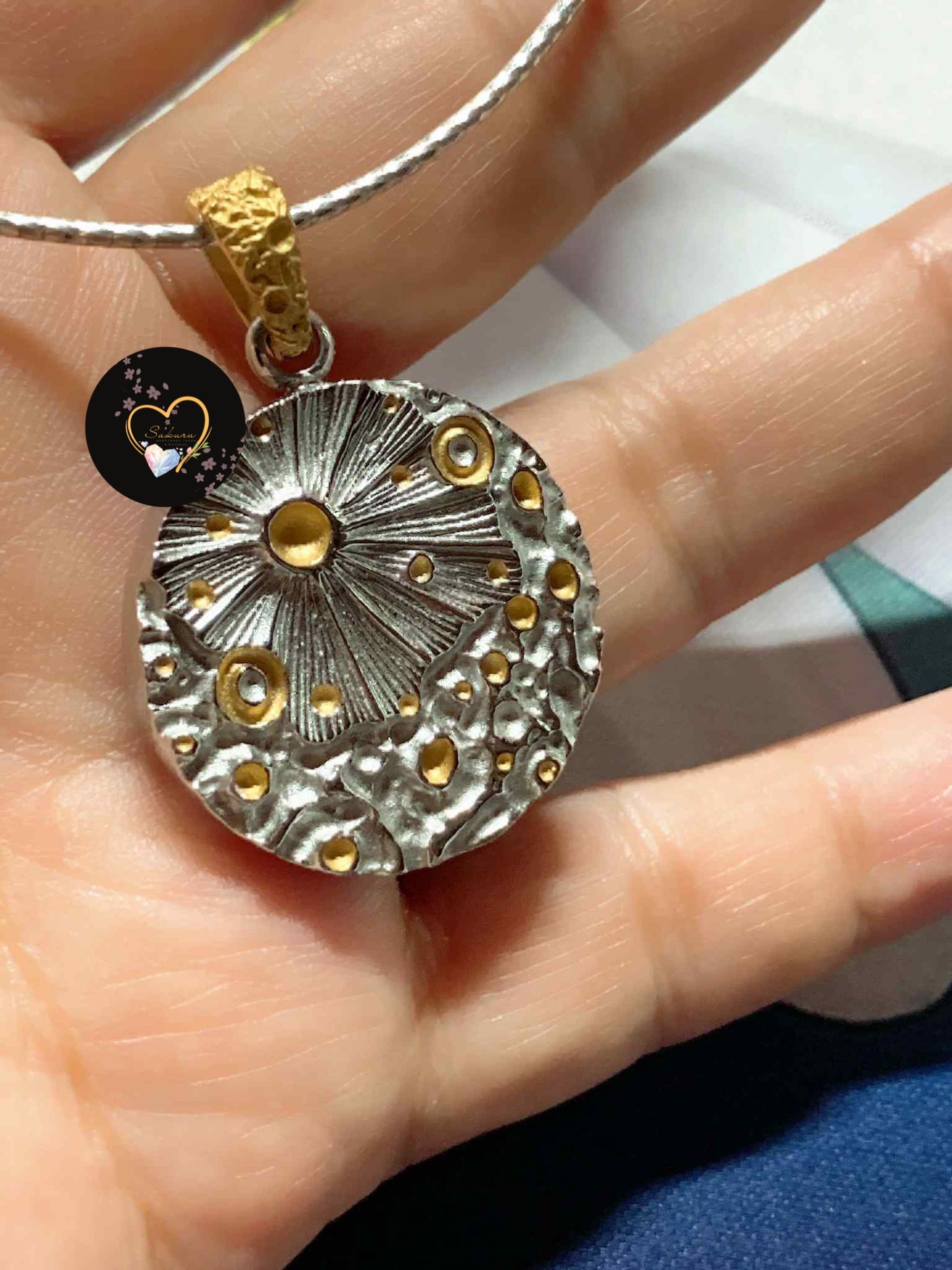 Solid s925 Silver Parasite ( Meteorite ) Pendant