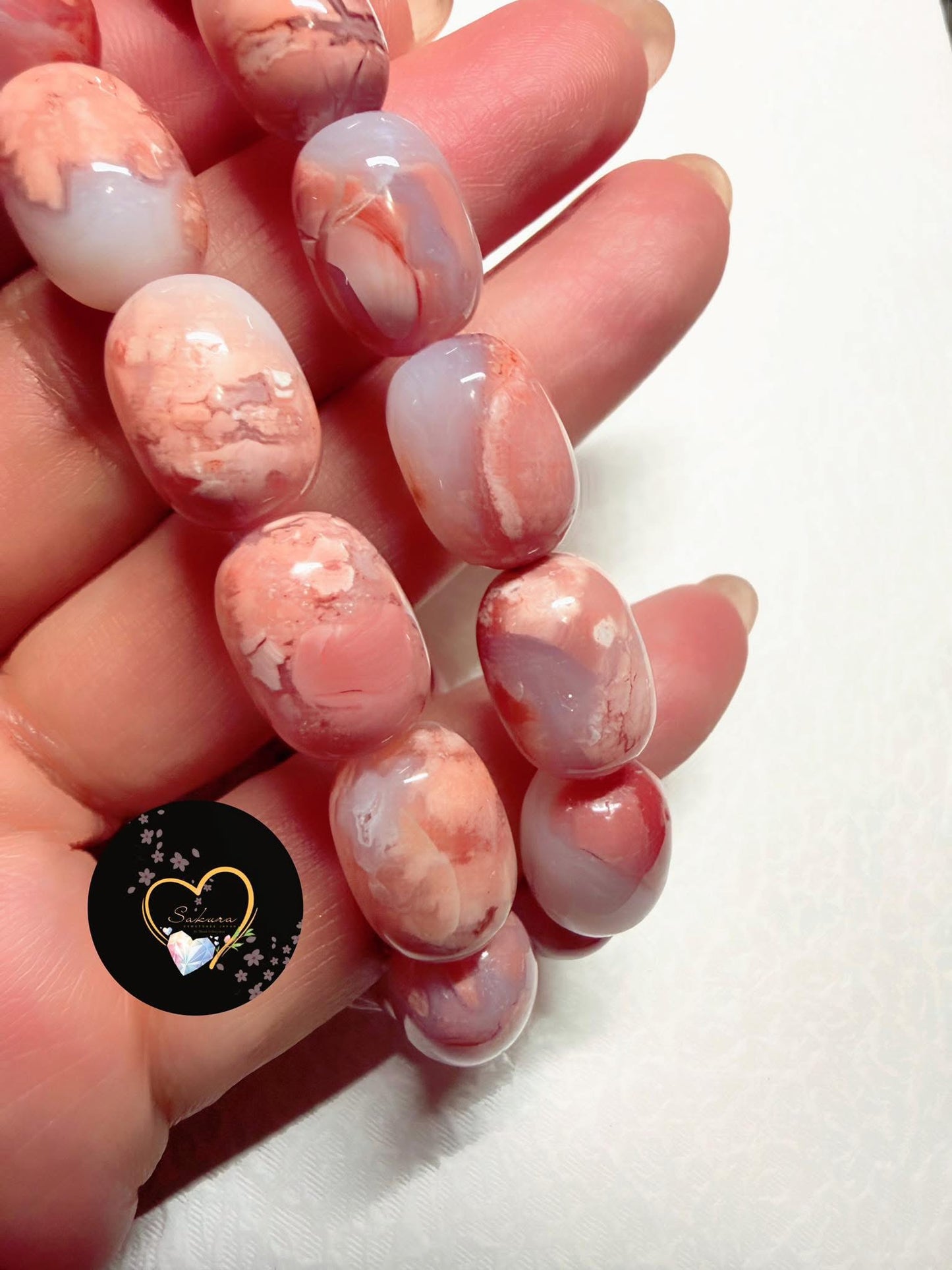 Natural Stone PINK AGATE Brrel Shaped Bracelet