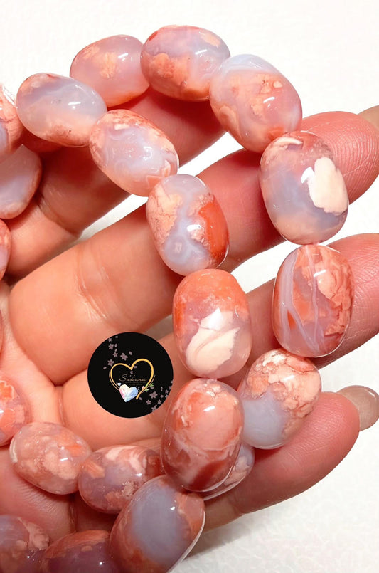 Natural Stone PINK AGATE Brrel Shaped Bracelet