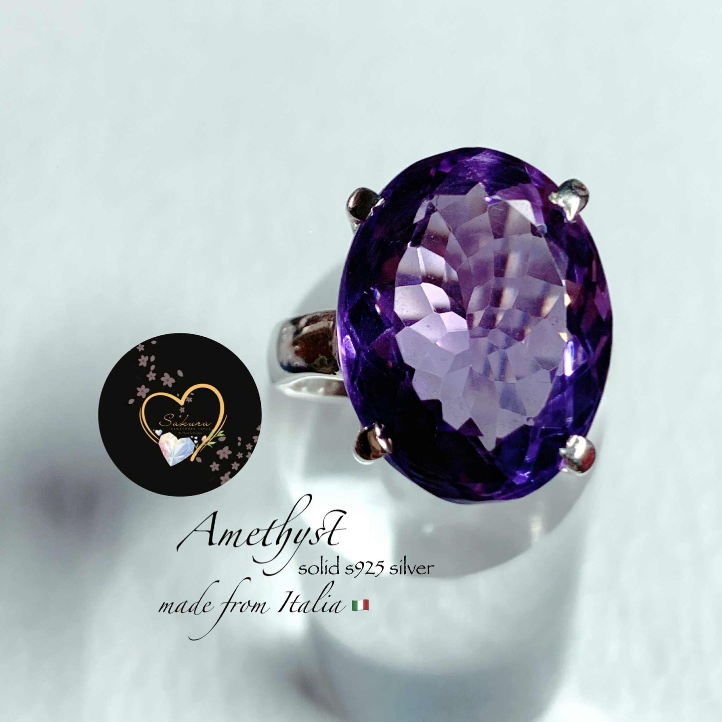 s925 Silver Amethyst Faceted Cut OVAL Ring