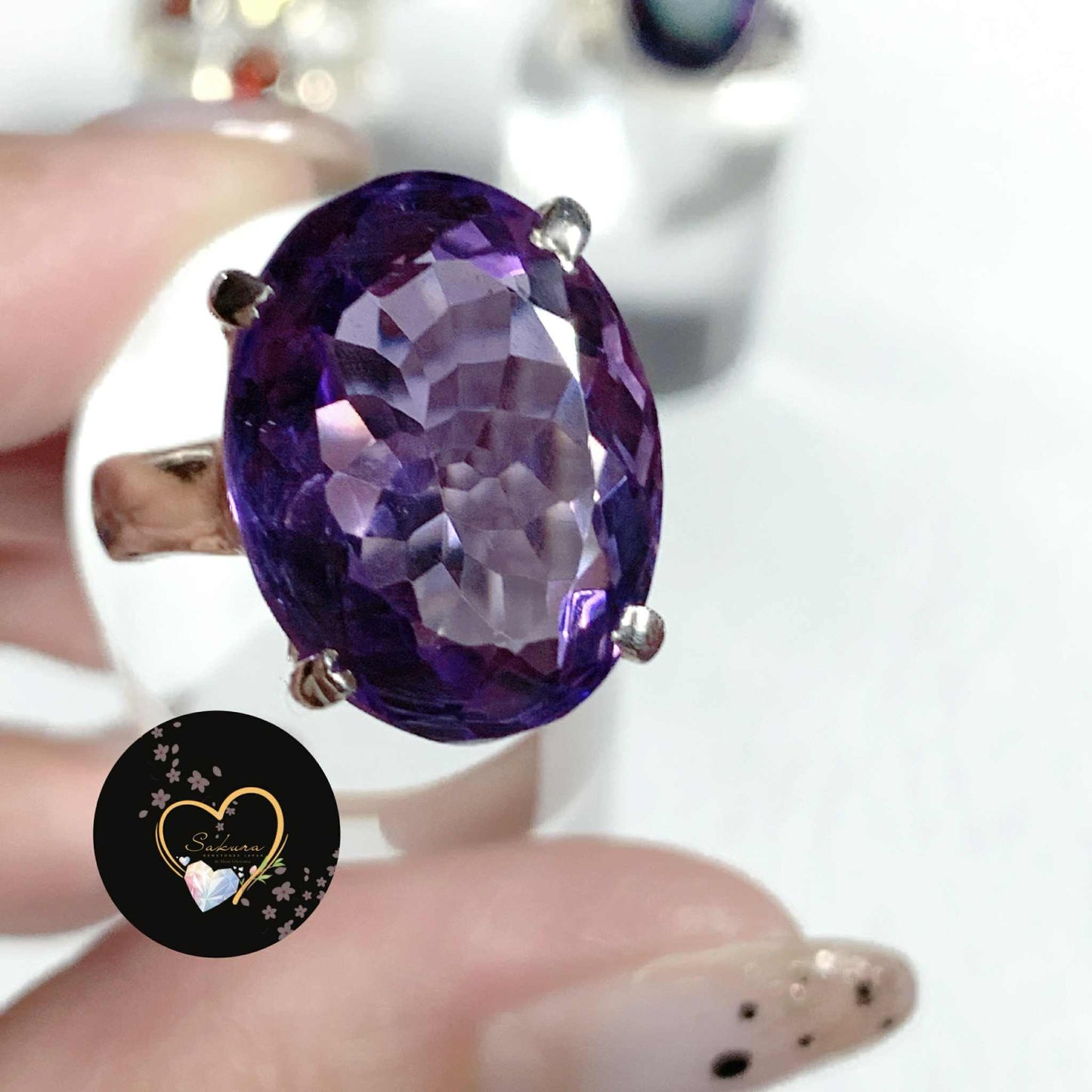 s925 Silver Amethyst Faceted Cut OVAL Ring