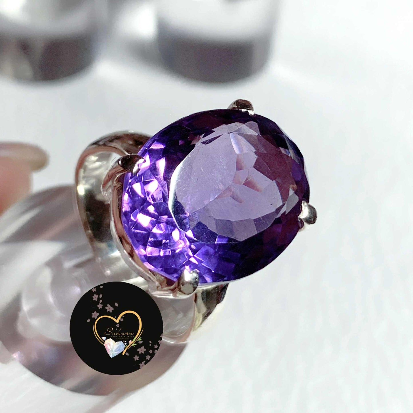s925 Silver Amethyst Faceted Cut OVAL Ring