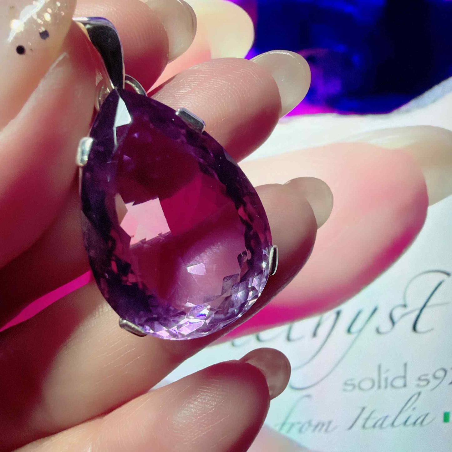 s925 Silver Natural Stone Amethyst Jewelry SET