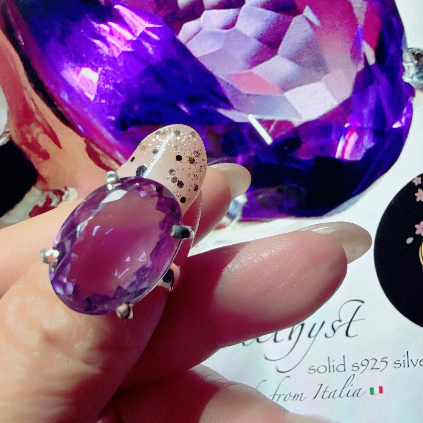 s925 Silver Natural Stone Amethyst Jewelry SET