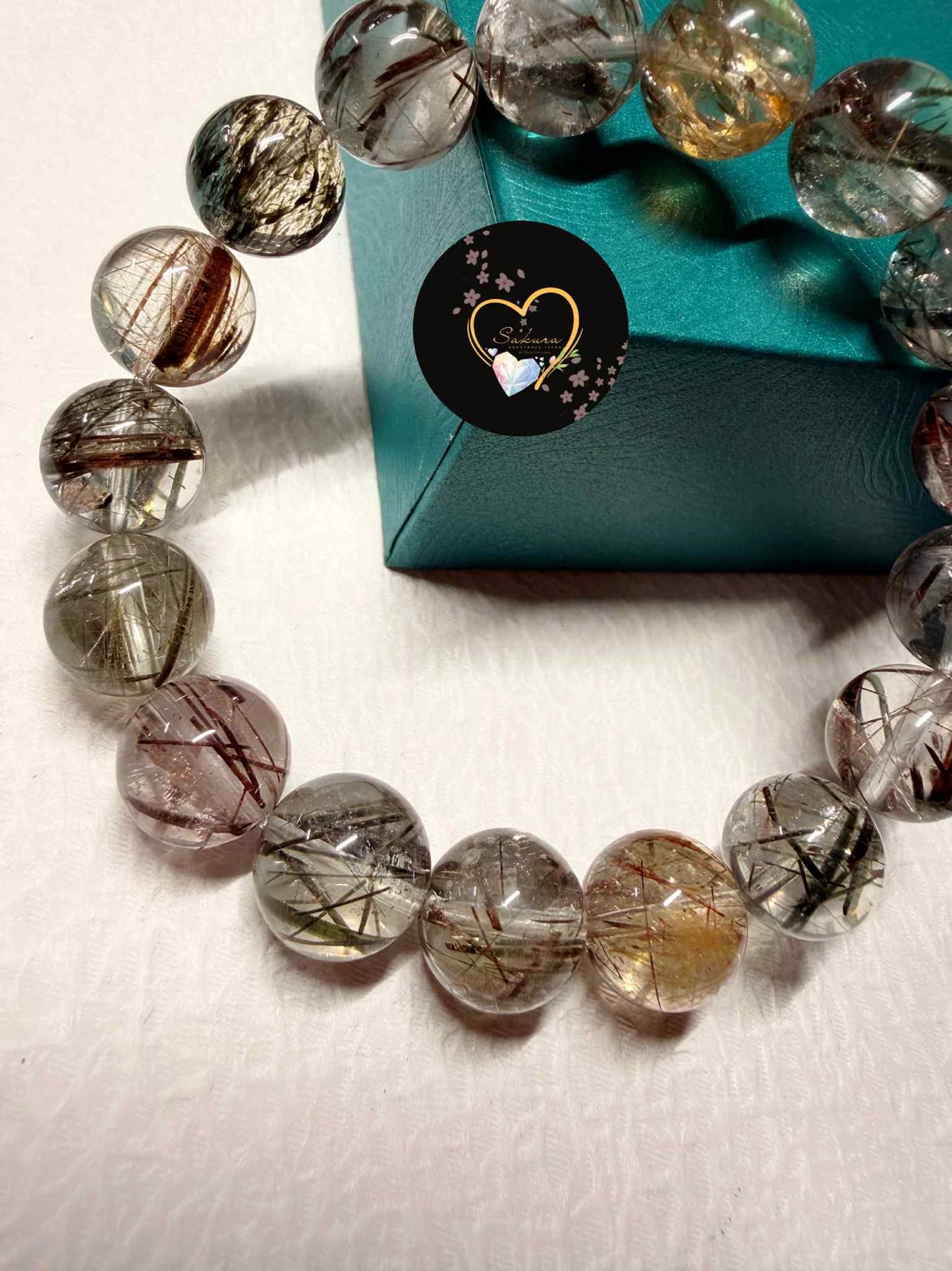 Natural Green Rutile in Quartz