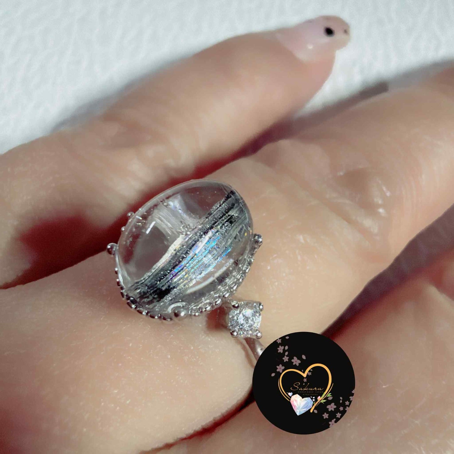 s925 Silver Setting BLACK TOURMALINE Ring