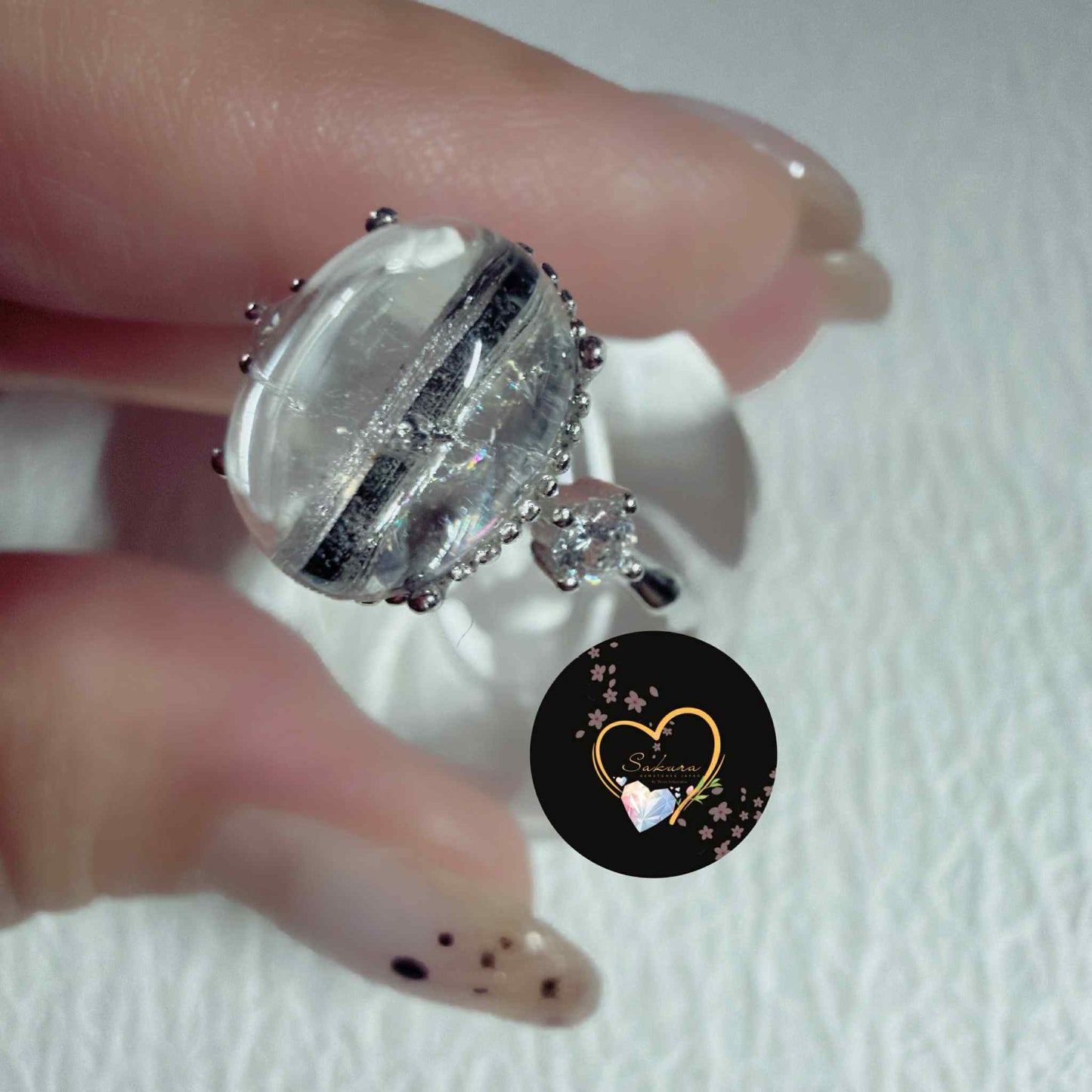 s925 Silver Setting BLACK TOURMALINE Ring