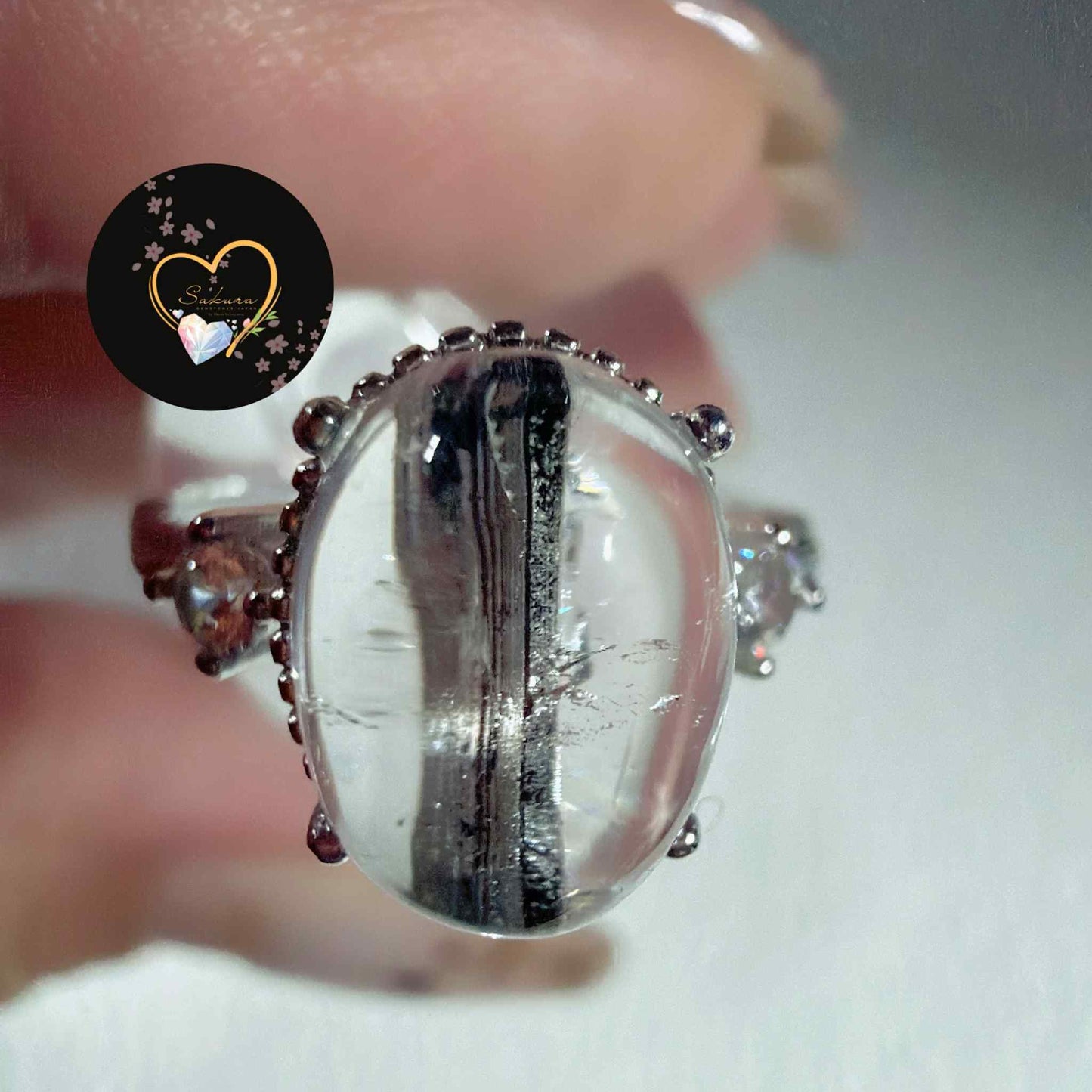 s925 Silver Setting BLACK TOURMALINE Ring