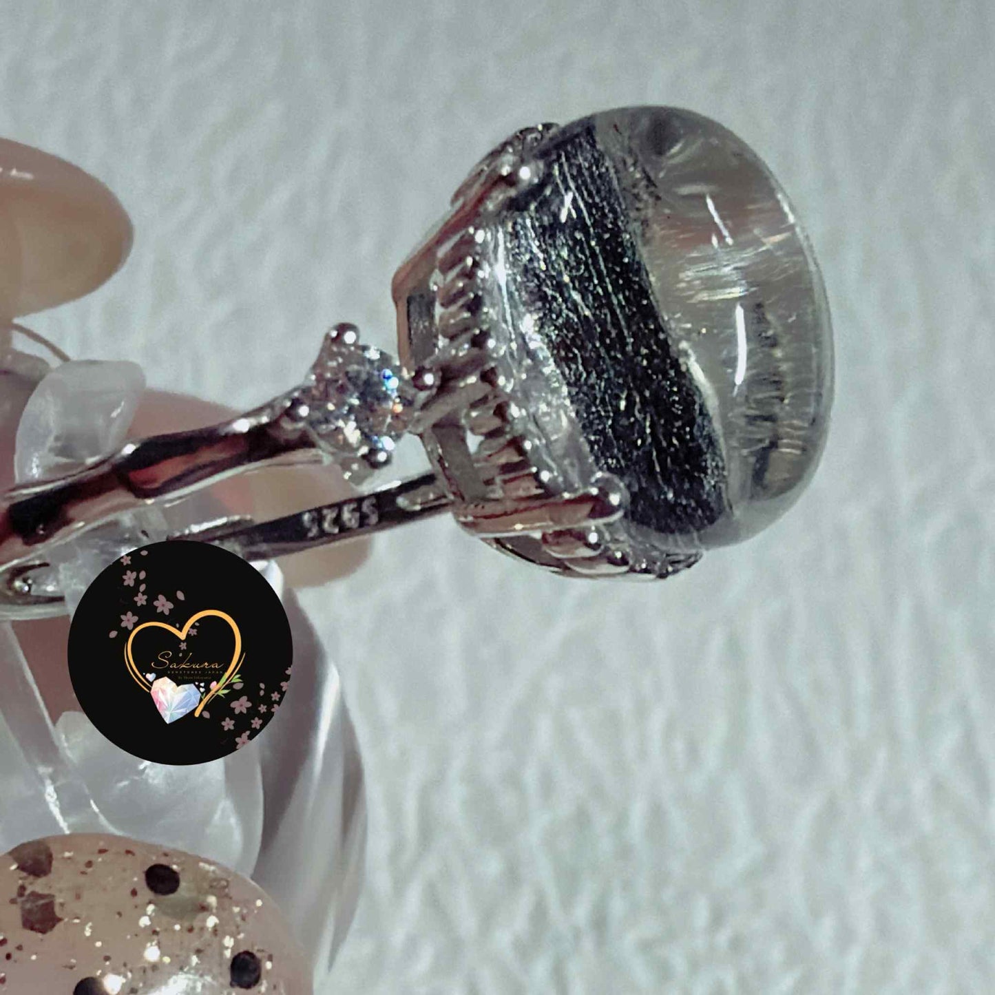 s925 Silver Setting BLACK TOURMALINE Ring