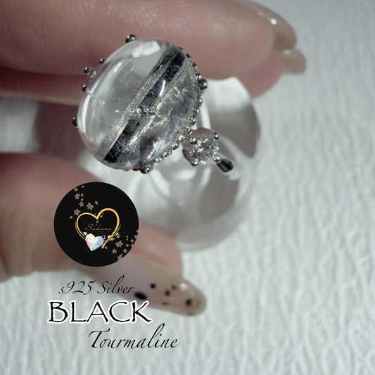 s925 Silver Setting BLACK TOURMALINE Ring