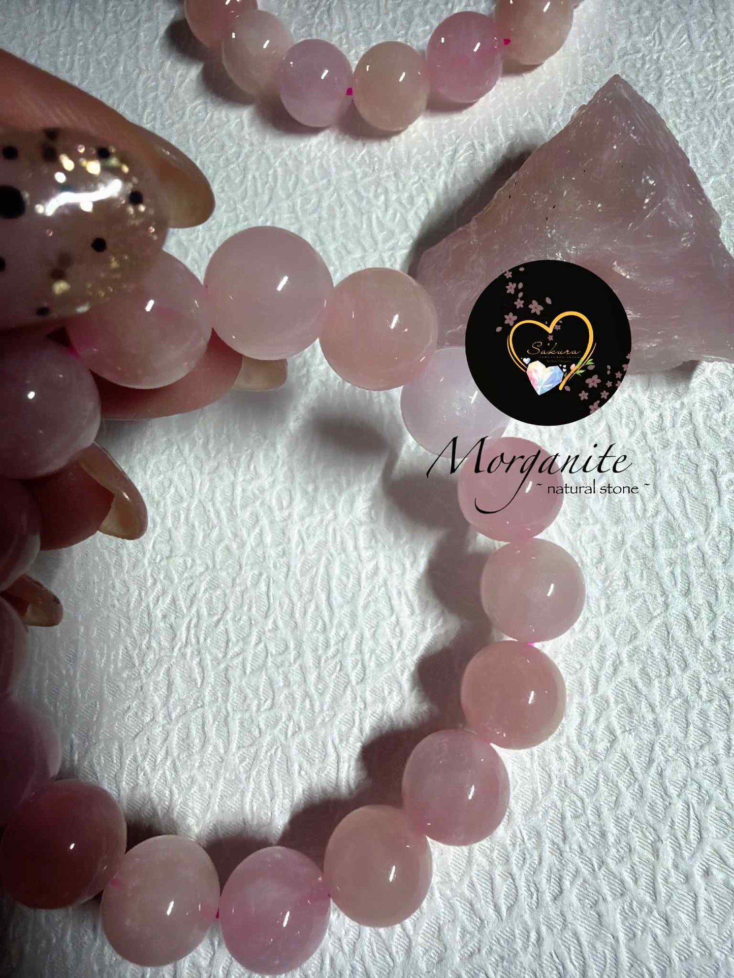 Charming✨Morganite 12mm. Beads Bracelet