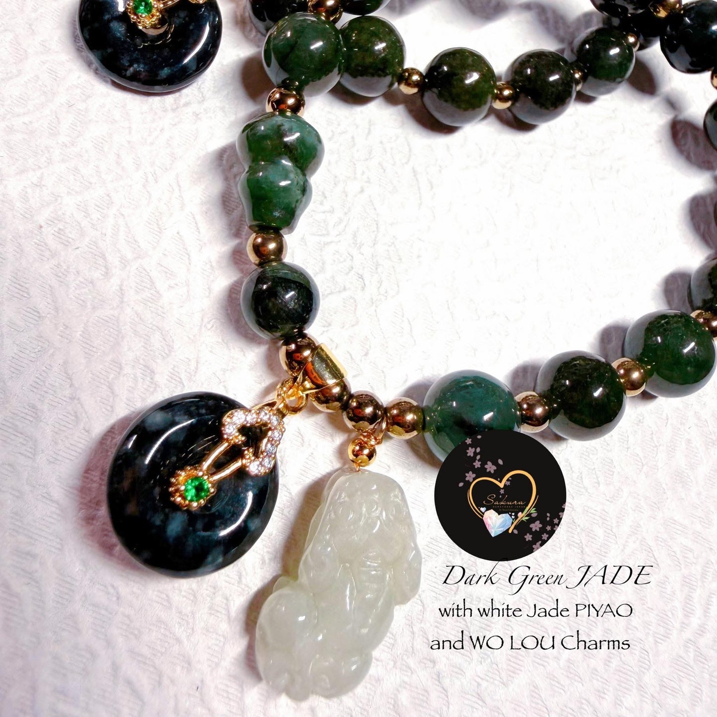 Dark Jade with Lucky 🍀 Coin charms