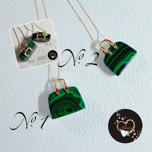 NO.1 Green Malachite PURSE Necklace Pendant