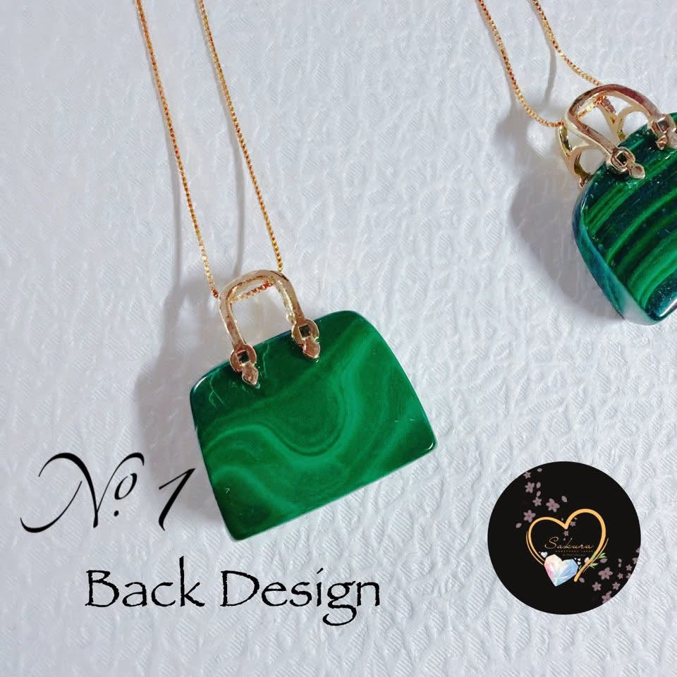 NO.1 Green Malachite PURSE Necklace Pendant