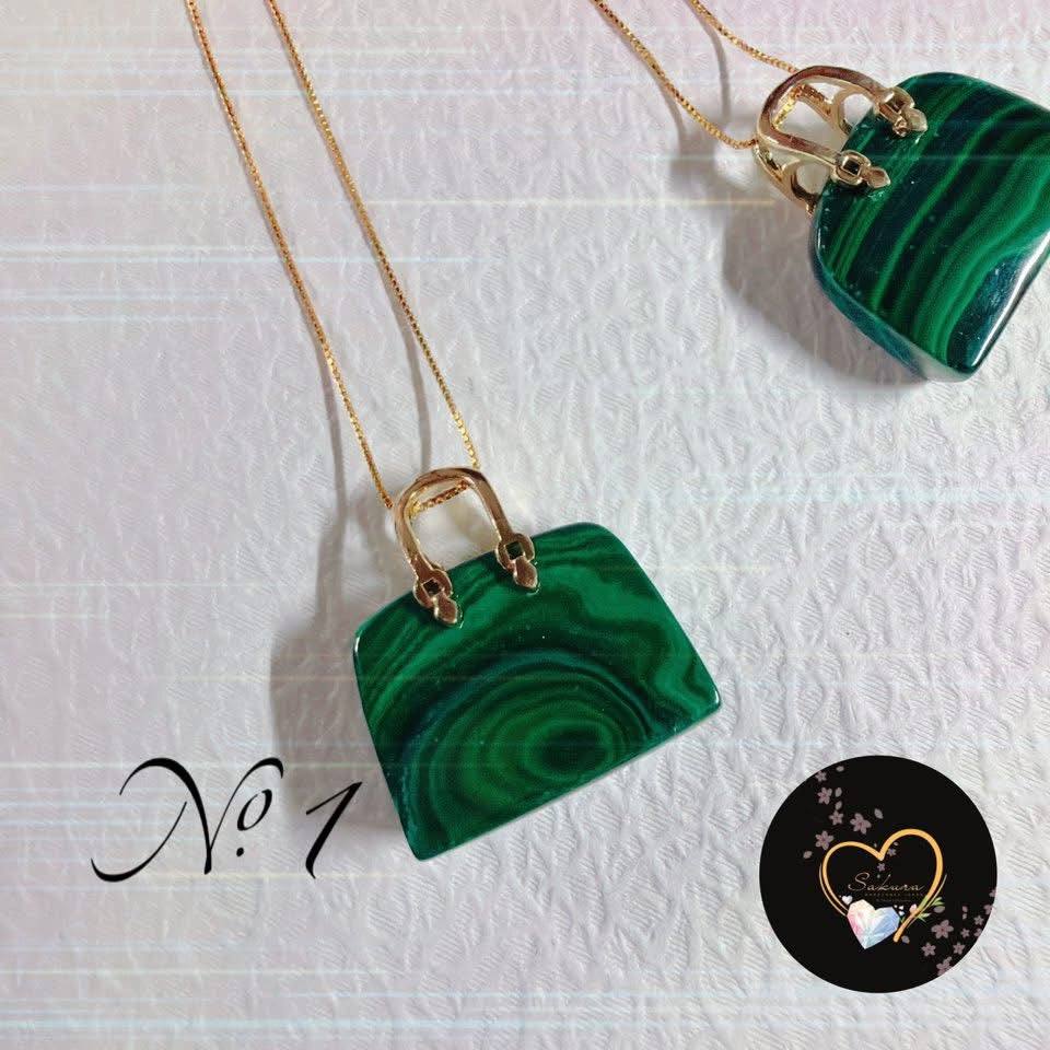NO.1 Green Malachite PURSE Necklace Pendant