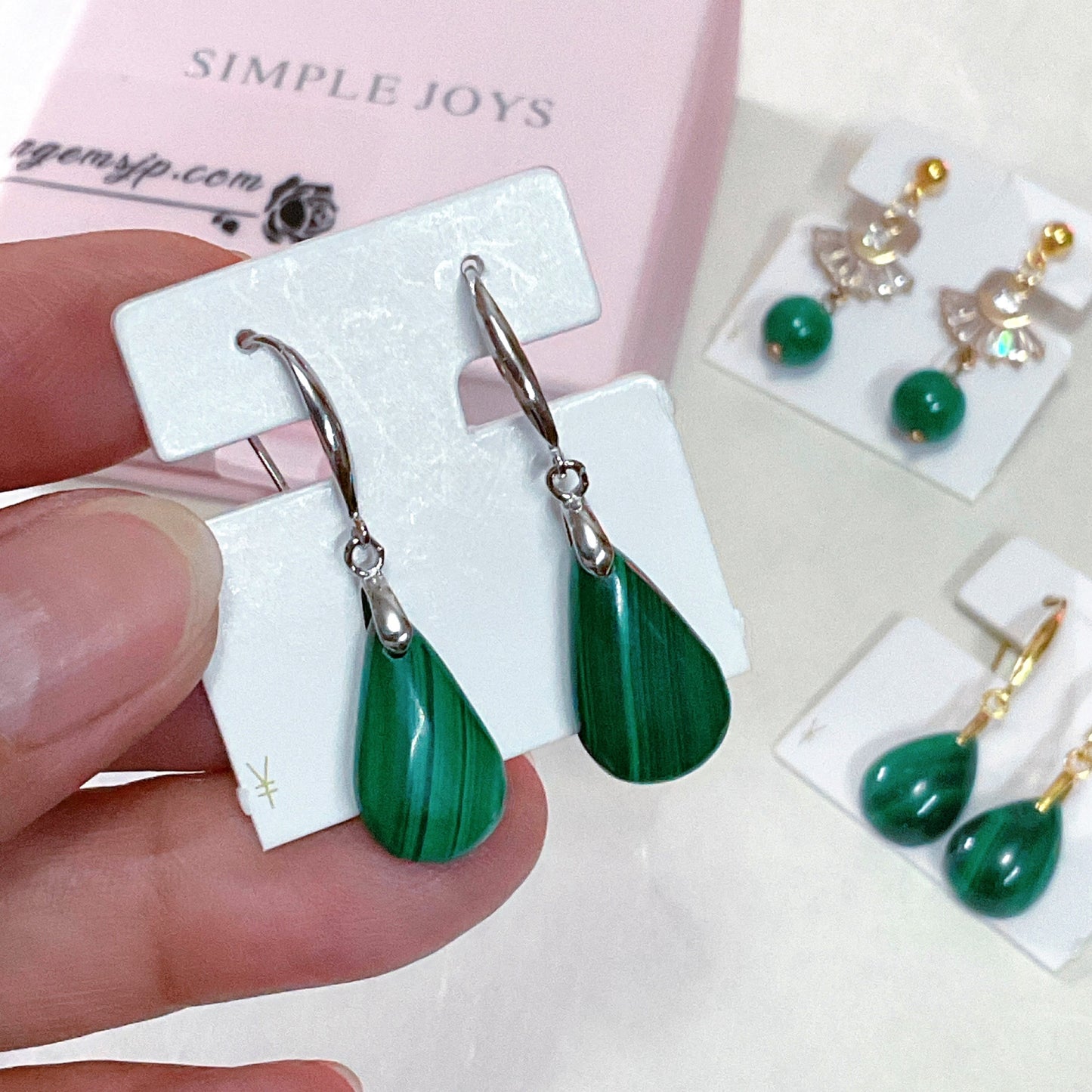 Malachite Drop s925 Sterling Silver Earrings