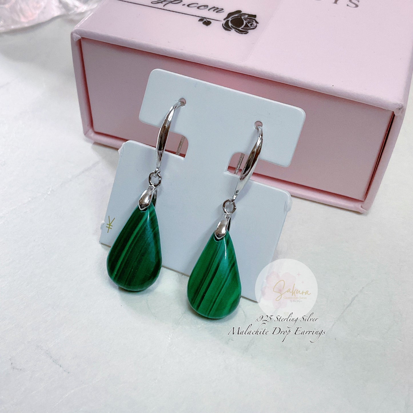 Malachite Drop s925 Sterling Silver Earrings