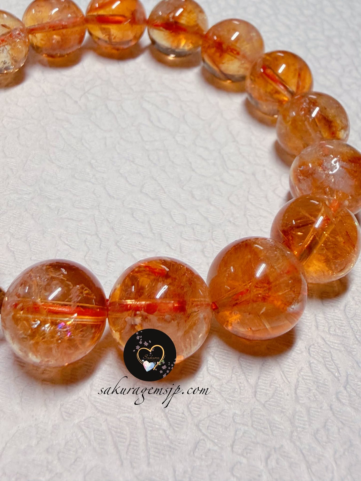 Natural Stone “RAINBOW Citrine” Pyramid Phantom Bracelet
