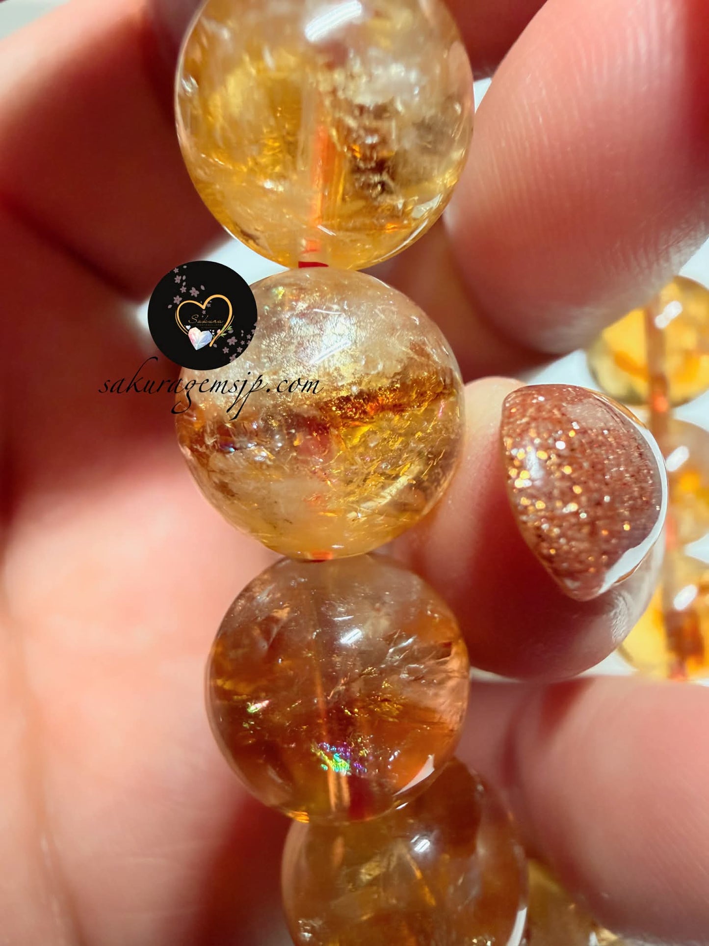 Natural Stone “RAINBOW Citrine” Pyramid Phantom Bracelet