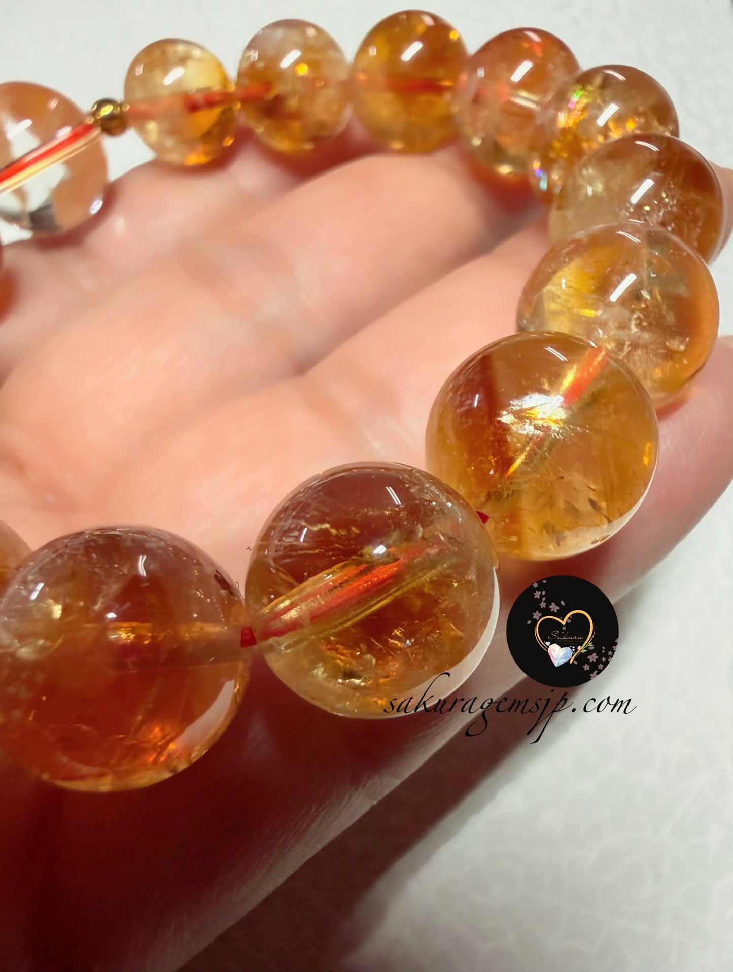 Natural Stone “RAINBOW Citrine” Pyramid Phantom Bracelet