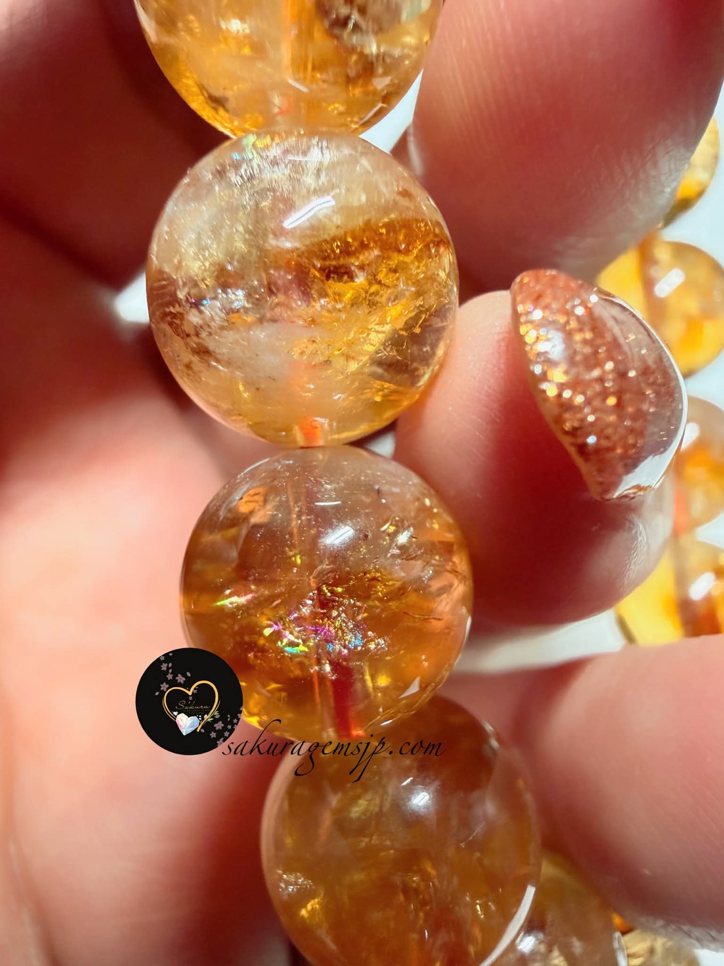 Natural Stone “RAINBOW Citrine” Pyramid Phantom Bracelet